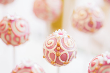 close up of cake pops or lollipops