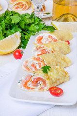 pancakes with smoked salmon and cream cheese