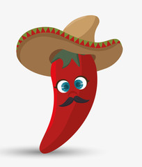 cartoon red chili pepper hat mexican design isolated vector illustration eps 10