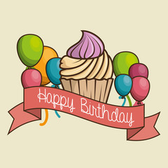 cake sweet happy birthday desing isolated vector illustration eps 10