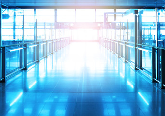 Building interior with sun light effected