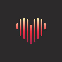 Fototapeta na wymiar Heart sign concept. Striped colorful logo design. Eps10 vector heart logotype.
