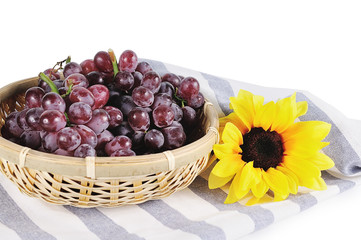 grape and sunflower close up isolated on white background