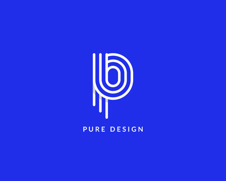 Letter "P" logo monogram. Creative line art design. Eps10 Vector line logotype.