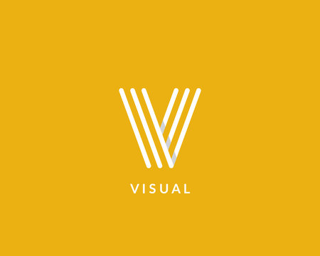 Letter "V" logo monogram. Creative line art design. Eps10 Vector line logotype.