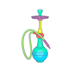 Colorful smoke hookah icon in cartoon style isolated on white background vector illustration