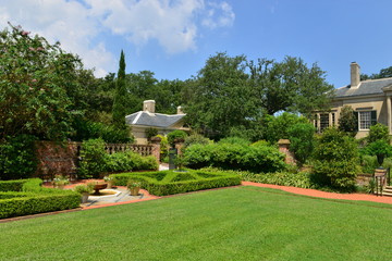 The grounds of a country estate in Louisiana in America in early Fall.
