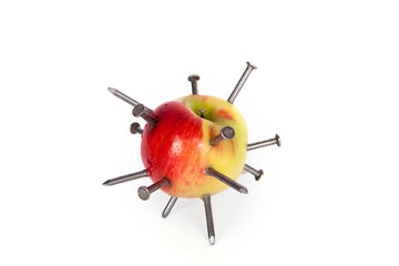 Apple with iron nails