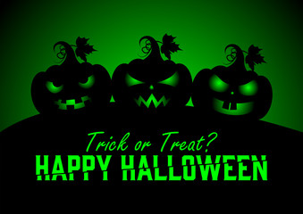 green pumpkin ghost on the night