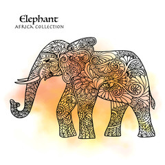 Fototapeta premium Decorative patterned elephant