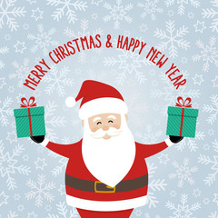 Santa Claus at Snowflake Seamless Pattern Background with Greeti