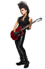 Fototapeta premium Young woman rock musician