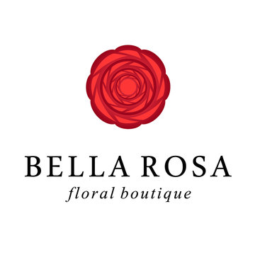 Beautiful logo with a red rose for flower shop or beauty salon