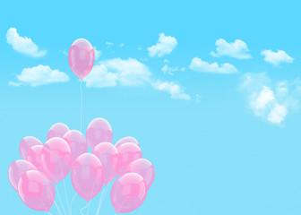 Obraz na płótnie Canvas Escape conceptual- 3d balloons holding cloud into the sky background