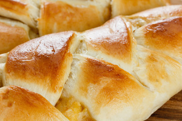 Ruddy roll with a stuffing from apple jam