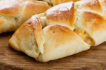 Ruddy roll with a stuffing from apple jam