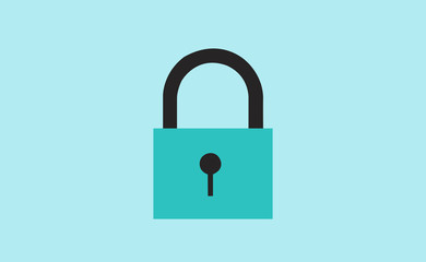 Vector padlock symbol on flat background