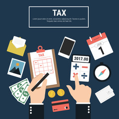 Tax payment. Government, state taxes. Data analysis, paperwork,