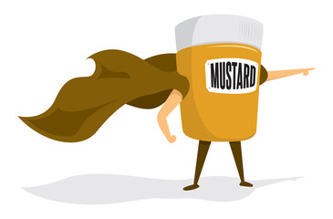 Mustard super hero standing with cape