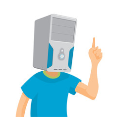 Man with cpu or computer head