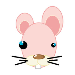 pink mouse with brown nose. animal cartoon. vector illustration