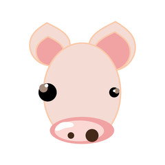 pig face with pink nose and black eyes. animal cartoon. vector illustration