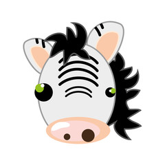 zebra face with pink nose. animal cartoon. vector illustration
