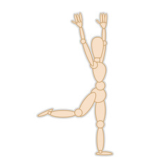 wooden body mannequin figure. movement pose. vector illustration