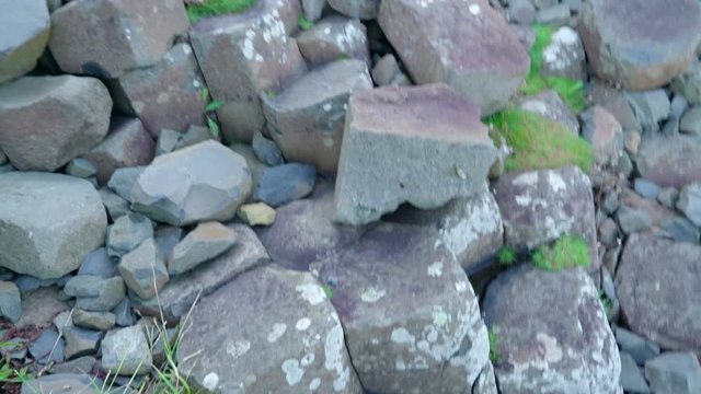 The rocks with a small water in the middle from the Giants Causeway in Northern Ireland