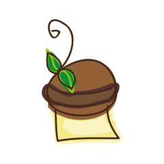 chocolate muffin sweet dessert bakery draw. vector illustration