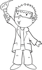 Doodle Scientist Vector Illustration Art