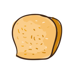 slice of bread bakery. loaf baked product. draw design. vector illustration