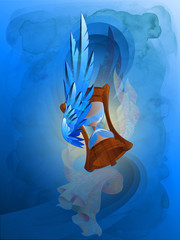 Clessidra alata illustrazione vettoriale stile tatuaggio