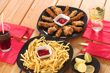 Chicken Grill and French fries on the table