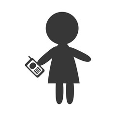 avatar girl holding a cellphone. silhouette female person. vector illustration