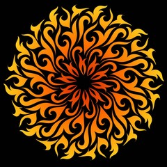 Vector abstract fire mandala. Decorative flame circle