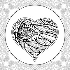 Decorative Love Heart on patterned background