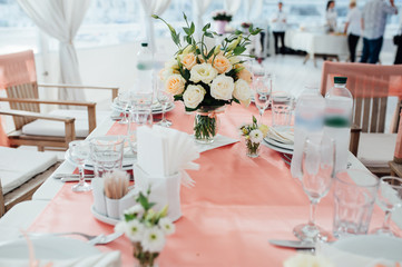 table set for wedding or another catered event