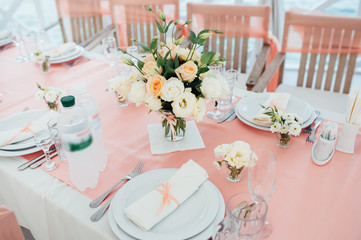 table set for wedding or another catered event