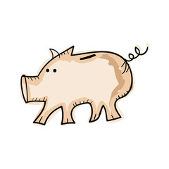 piggy money box cartoon. draw design. vector illustration