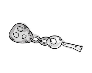 metal key with keychain. draw design. vector illustration