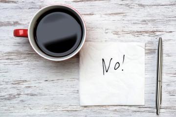 Word NO on napkin