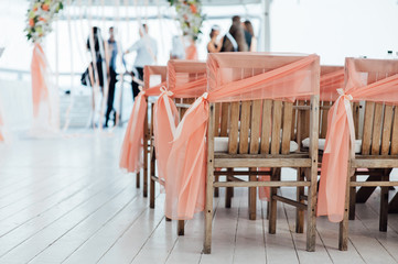 Wedding ceremony decoration at the sea
