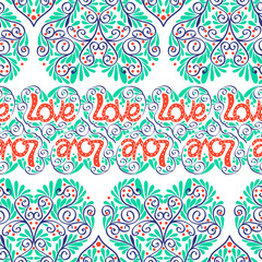 Seamless pattern with Love Hearts 