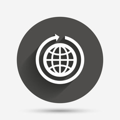 Globe sign icon. Round the world arrow symbol.