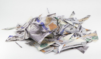Crumpled bill US $ remnants background