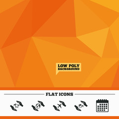 Hands insurance icons. Travel trip flights.