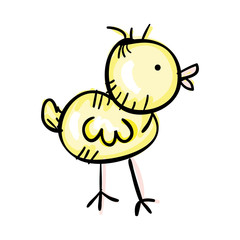 yellow little chick bird. draw design. vector illustration