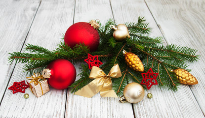 christmas fir tree with decoration