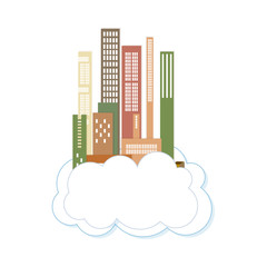 modern urban city buildings towers on a cloud. vector illustration